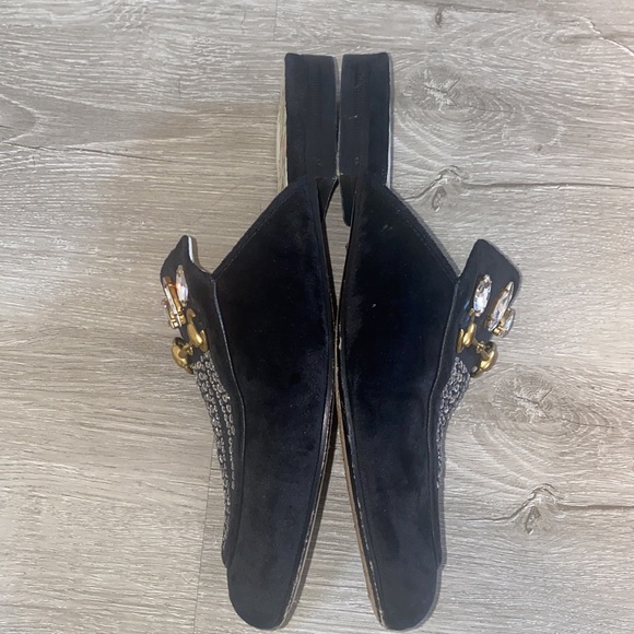 SOLD ❤️ Gucci Black Princetown Velvet Crystals Mules SZ 7 - Picture 9 of 11